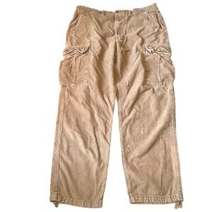Vans Service Cargo Corduroy Pants Tan Loose Tapered Fit Mens 36 Utility Skate